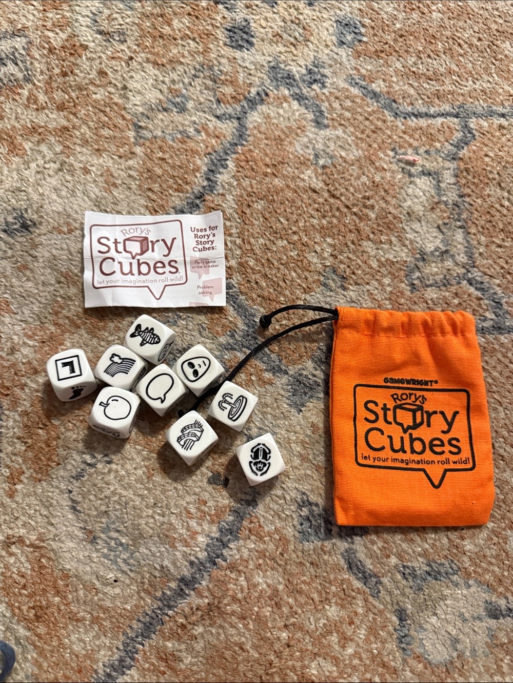 Orange Pouch with White Icon Dice
